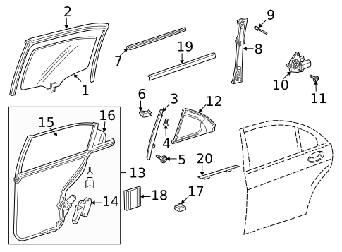 Glass - Rear Door for 2011 Mercedes-Benz S65 AMG #0