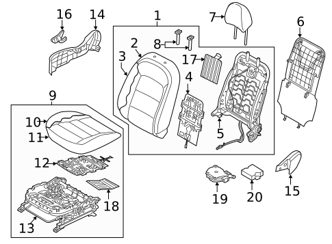 Passenger Seat Components for 2017 Kia Forte #0