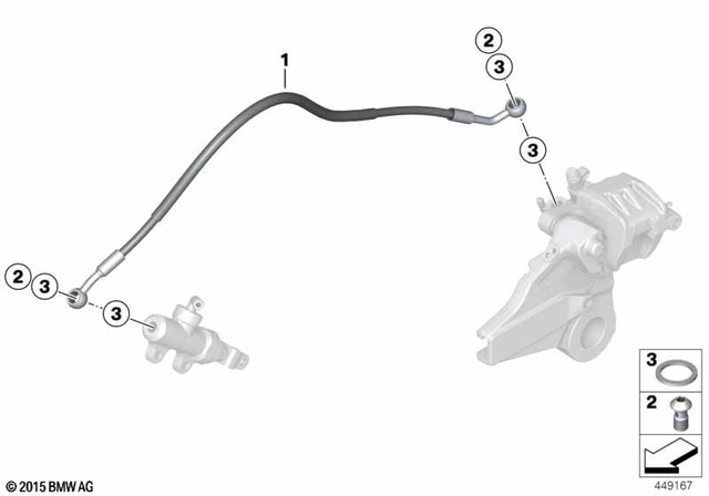 34327710821 - Brakes: Brake Hose Rear -  for BMW-Motorrad Image