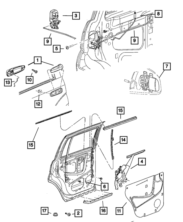 1EH601BMAA - Doors, Door Mirrors and Related Parts: Exterior Door Handle, Right for Mopar Image