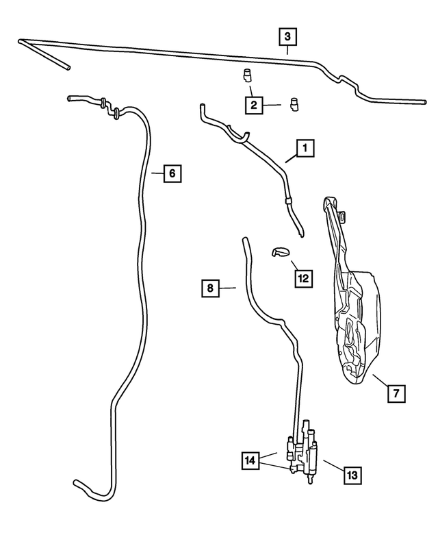5113254AA - Wiper/Lock Cylinder and Keys: Liftgate Washer Grommet And Hose for Mopar Image