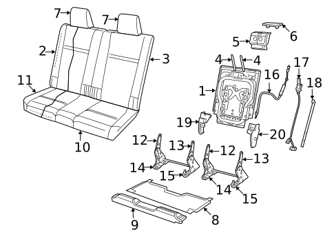 Rear Seat Components for 2010 Dodge Journey #6