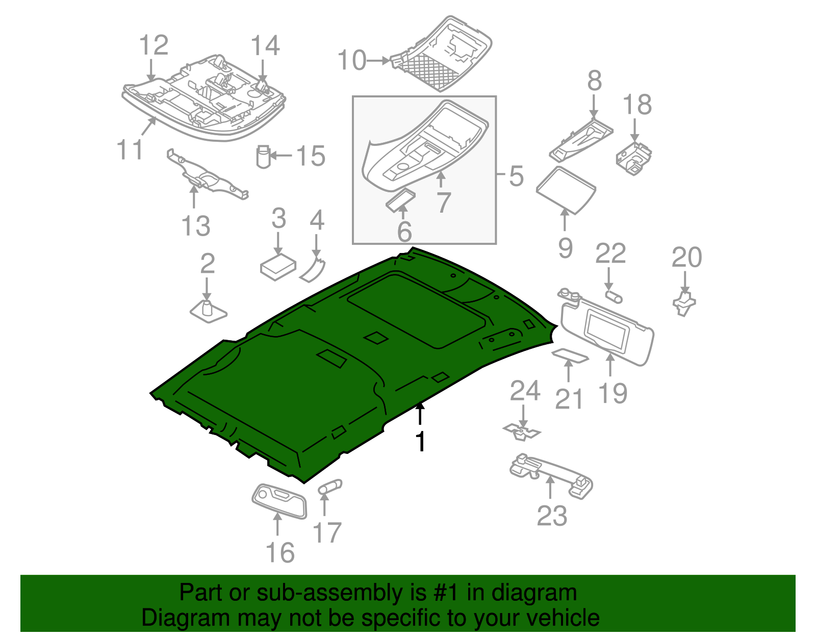 Genuine Headliner for 2006-2011 Volvo V50 | Part# 31307571