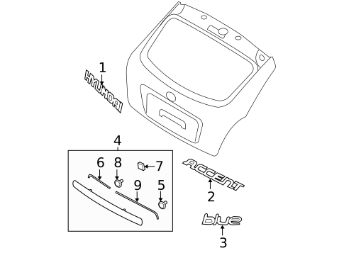 Exterior Trim - Lift Gate for 2011 Hyundai Accent #0