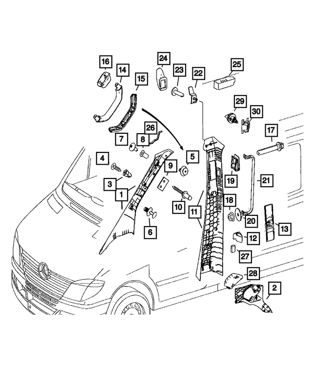 1AR96GRAAA - Interior Trim: Plastic Rivet, Right &amp; Left for Dodge: Sprinter 2500, Sprinter 3500 Image