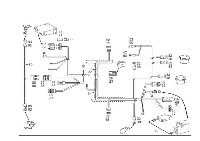 1405402010 - Electrical System: Wiring Harness for Mercedes-Benz: 300SD, 400SE, 400SEL, 500SEL, 600SEL, S420 Image image