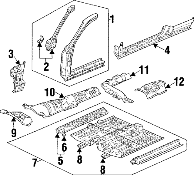 65140SY8A00ZZ - Body: Inner Rocker for Acura Image