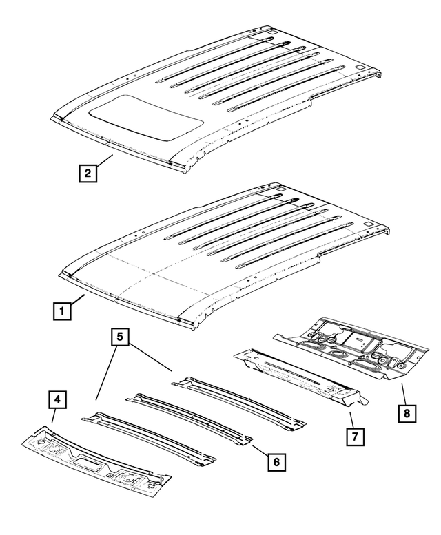 55369449AG - Body Sheet Metal Except Doors: Roof Front Header for Mopar Image image
