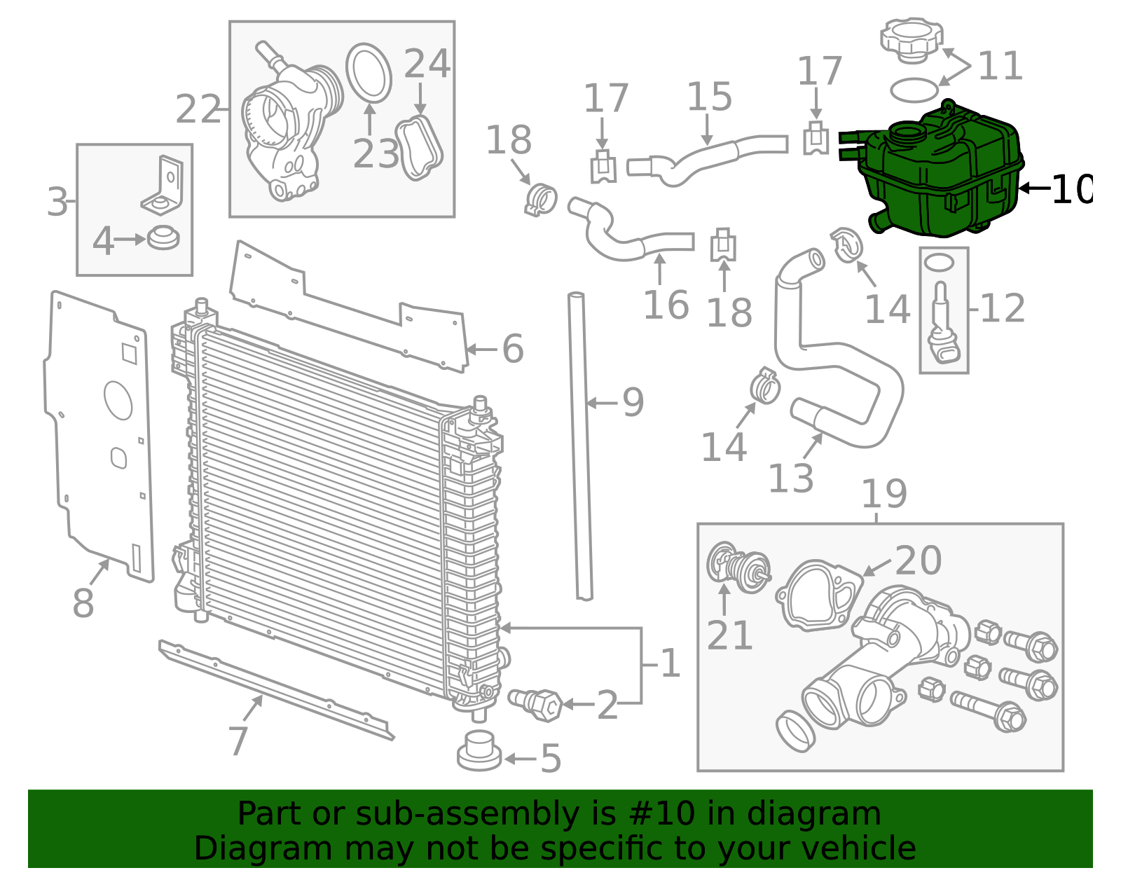 2010-2011 Cadillac SRX Radiator Surge Tank 20902126 GM | GMPartsDirect.com