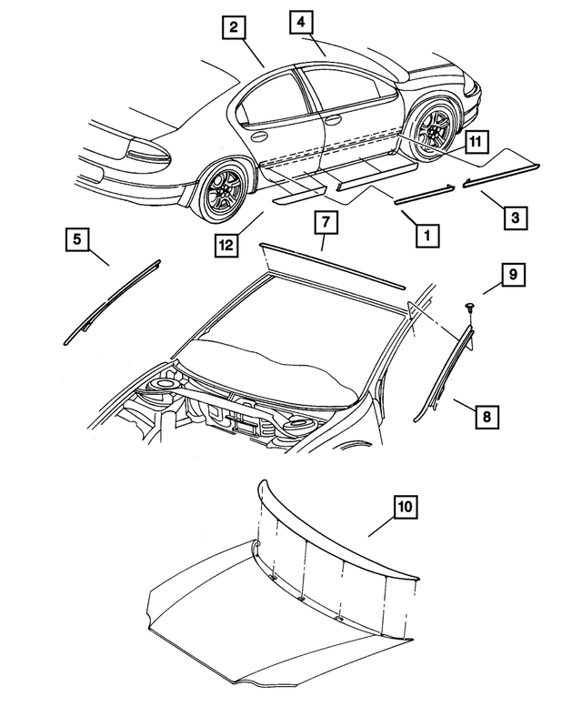 5018311AA - Exterior Ornamentation: Rear Door Molding for Mopar Image