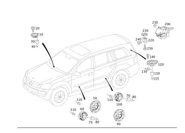 1648202902 - Electrical System: Speaker for Mercedes-Benz: C250, C300, C350, GL320, GL550, GLK250, GLK350, ML320, ML350, ML450, ML500, ML550, ML63 AMG, R320, R350, R500 Image image