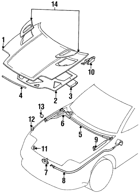 Hood & Components for 1993 Dodge Stealth #0
