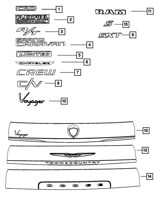 68211627AA - Exterior Ornamentation: Emblem for Mopar Image