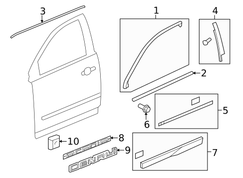 Exterior Trim - Front Door for 2007 GMC Acadia #0
