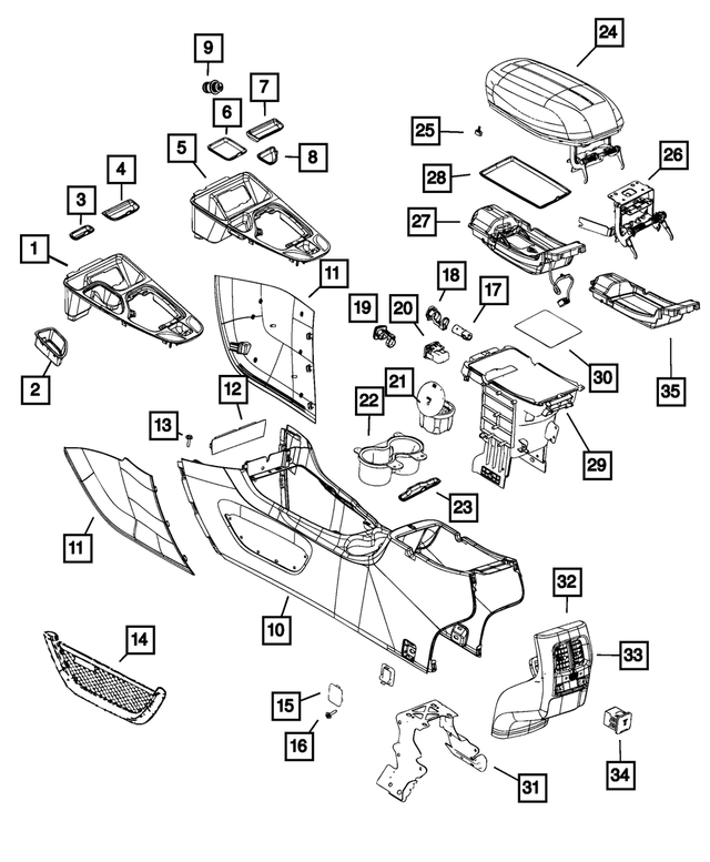 1UJ65PS4AH - Interior Trim: Floor Console Panel, Left for Mopar Image