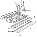 443809219L - Body: Pillar for Audi: 100, 100 Quattro, 200, 200 Quattro, 5000, 5000 Quattro Image