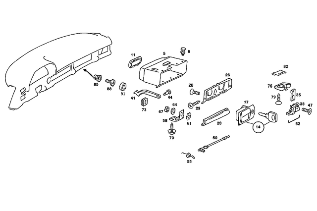1266800091 - Panelling: Glove Compartment Housing for Mercedes-Benz Image image