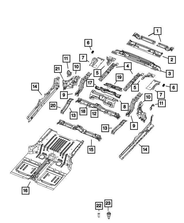 « 68298618AC – Body Sheet Metal Except Doors : Cuve De Plancher Avant Longeron, Côté Droit pour Mopar Image »