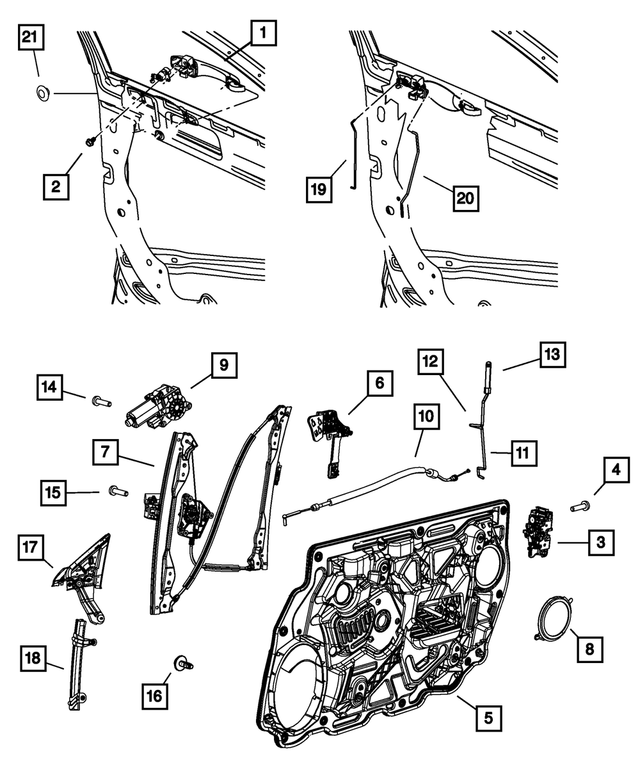 1KR96CDMAD - Doors, Door Mirrors and Related Parts: Exterior Door Handle, Right for Mopar Image