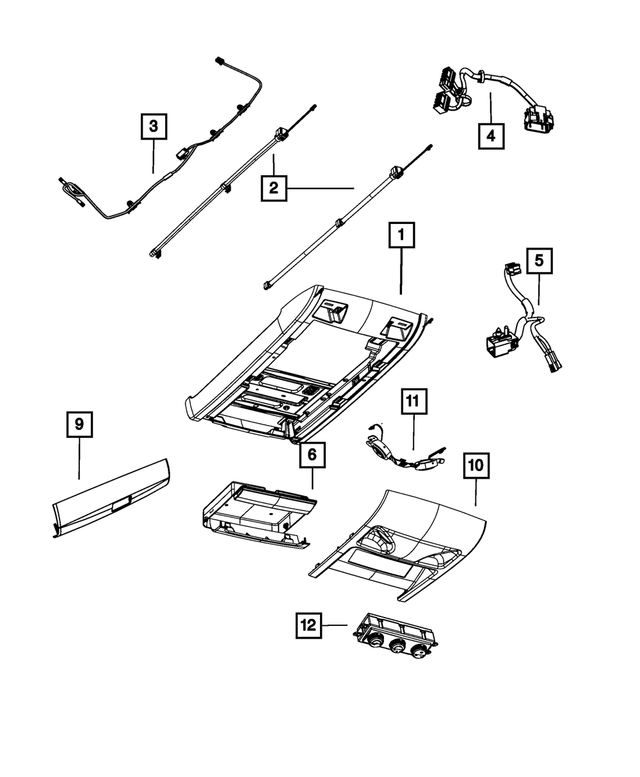 1KM36HDAAA - Interior Trim: Overhead Console for Mopar Image