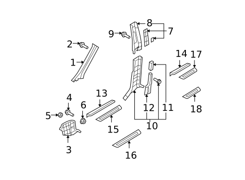 Interior Trim - Pillars for 2009 Hyundai Santa Fe #0