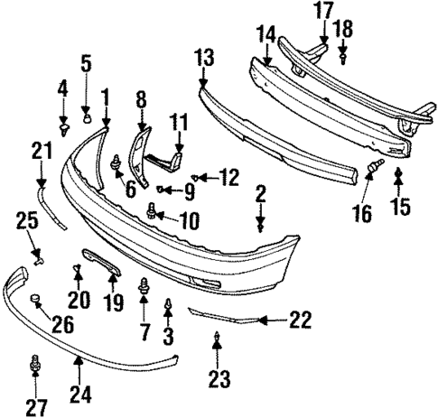 Bumper & Components - Front for 1996 Subaru Legacy #0
