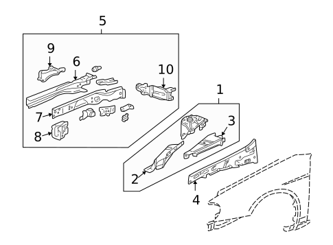 Structural Components & Rails for 2004 Honda Civic #1