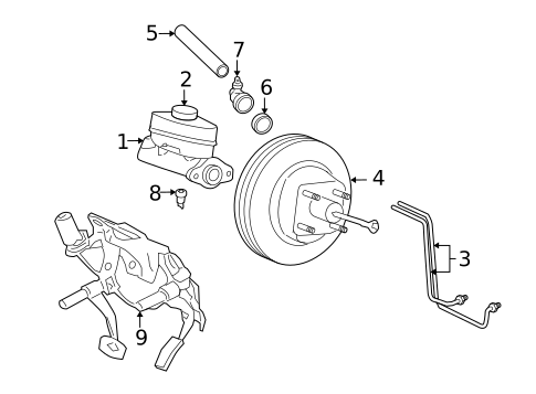 Master Cylinder - Components On Dash Panel for 2003 Lincoln Aviator #0