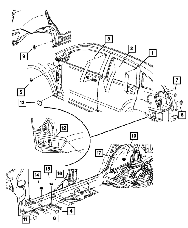 5160291AA - Body Sheet Metal Except Doors: Sealing Tape for Chrysler: 200 | Dodge: Caliber | Jeep: Cherokee, Compass, Gladiator, Grand Cherokee, Grand Cherokee L, Grand Wagoneer, Patriot, Wagoneer Image