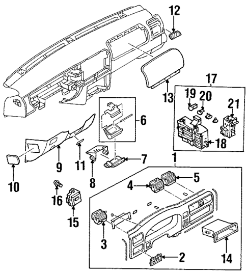 Instrument Panel Components for 1999 Honda Passport #0