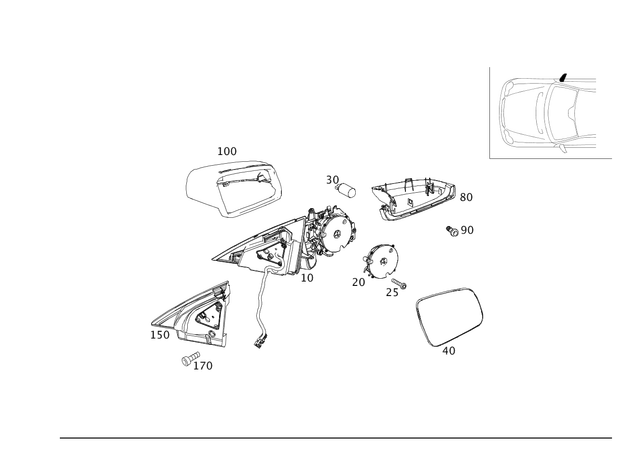 2048102076 - Driver Door: Mirror Frame for Mercedes-Benz: C250, C300, C350 Image image