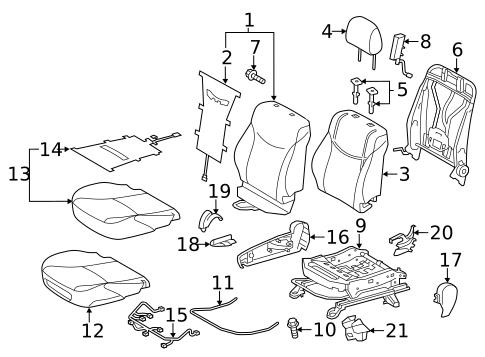 Passenger Seat Components for 2012 Toyota Prius Plug-In #0