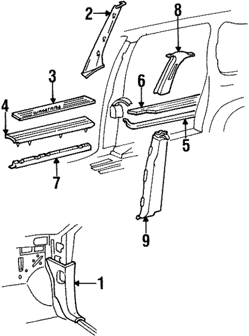 Interior Trim - Pillars for 1997 Ford Windstar #0