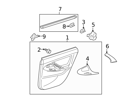 Interior Trim - Rear Door for 2009 Toyota Camry #0
