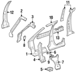 F6DZ5402501BA - Body: Hinge Pillar for Ford: Taurus Image