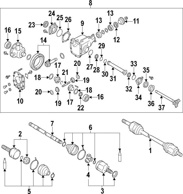 3812003V0A - Front Drive Axle: Pinion Bearings for Infiniti Image