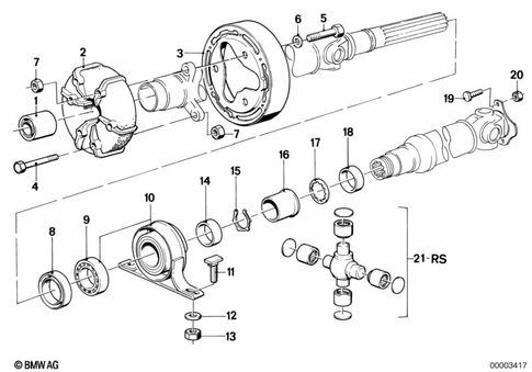 Prop Shaft, Single Components for 1986 BMW 524td #0