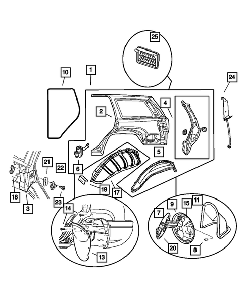 Quarter Panel and Pillars for 2003 Jeep Grand Cherokee #0