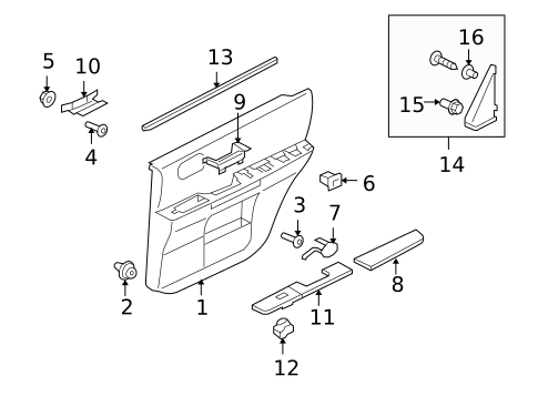 Interior Trim - Rear Door for 2010 Mitsubishi Endeavor #0