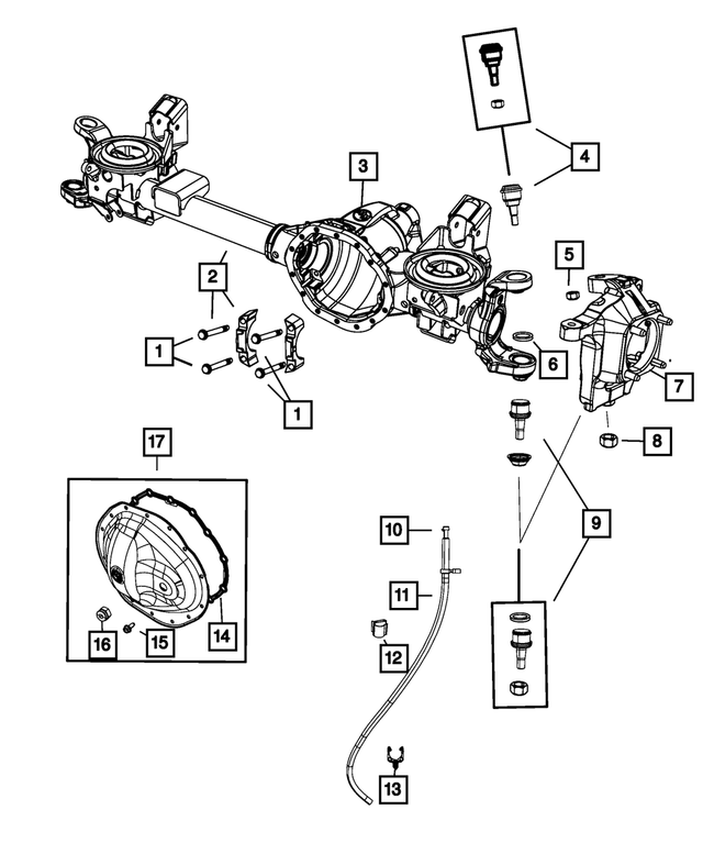 5086685AA - Front Axle; American Axle 235 MM Single Rear Wheel; Differential and Drive Line: Hex Head Bolt, Mounting for Mopar Image