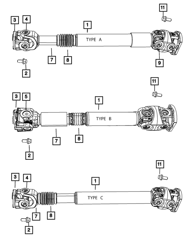 52123110AC - Front Axle; American Axle 235 MM Single Rear Wheel; Differential and Drive Line: Drive Shaft for Mopar Image image