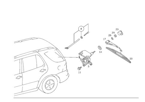 Rear Panel Door Pane Wiper for 2002 Mercedes-Benz ML55 AMG #0