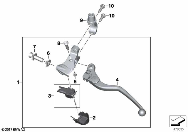 32725A7C267 - Steering: Clutch Control Assembly -  for BMW-Motorrad Image