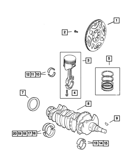 Crankshaft, Piston, and Drive Plate for 2003 Jeep Wrangler #0