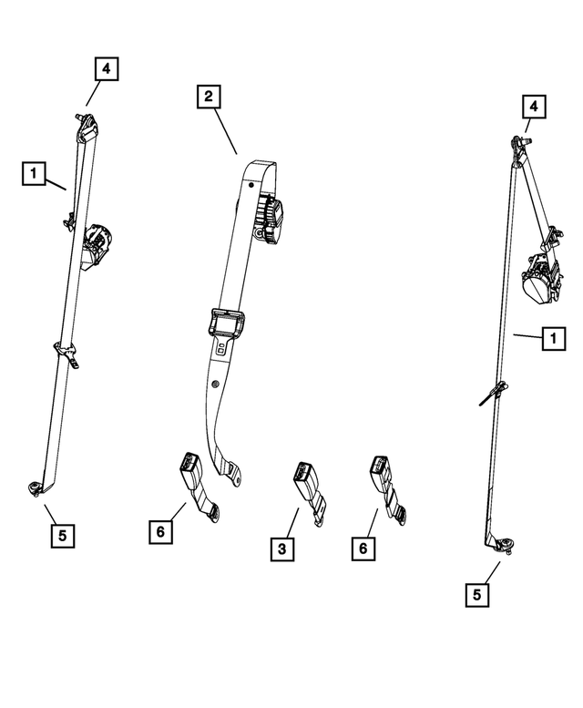1AN10DK7AC - Restraints: 1st Rear Outer Seat Belt, Right for Mopar Image