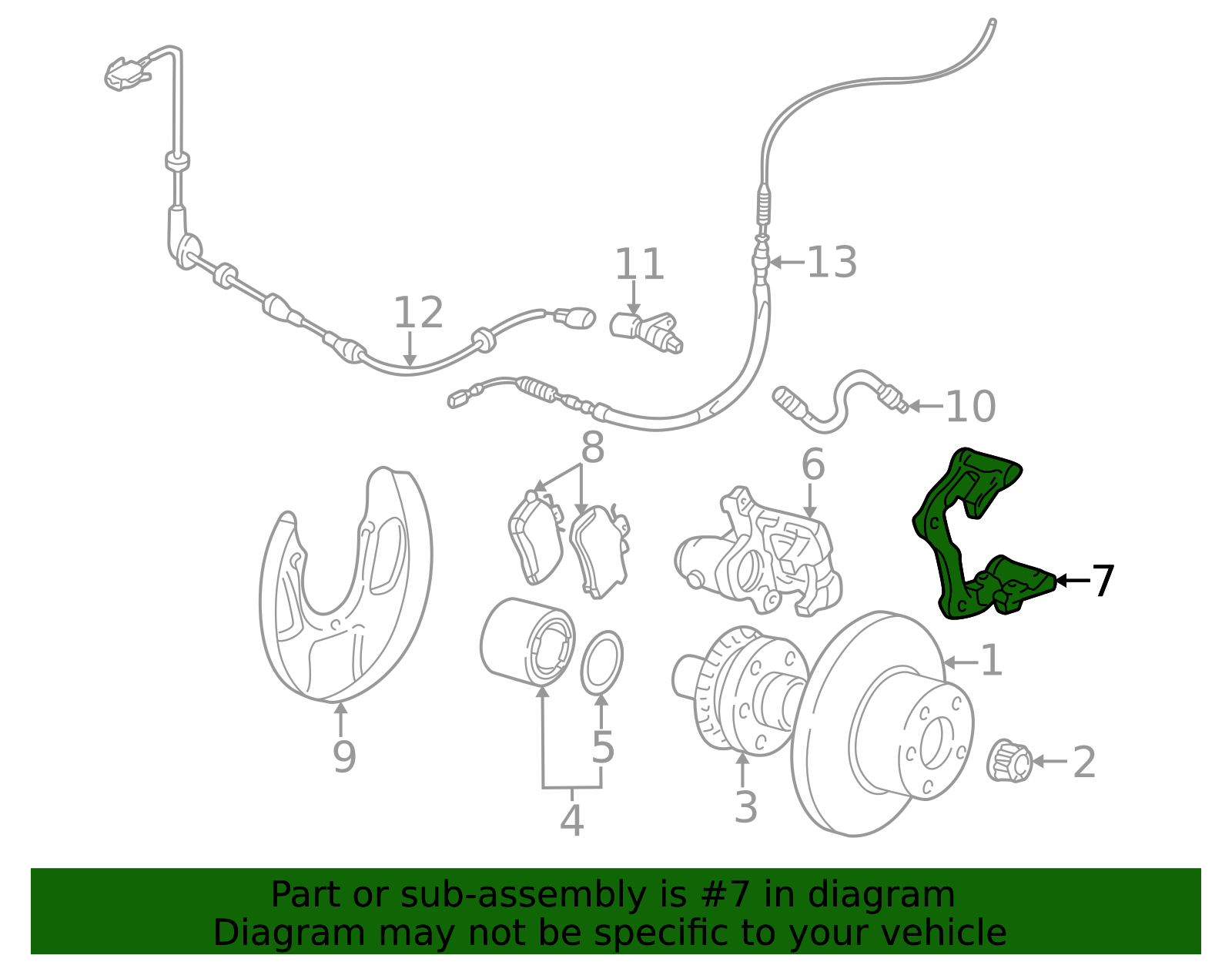 2001-2004 Audi TT Quattro Disc Brake Caliper Bracket 8N0-615-425-D ...