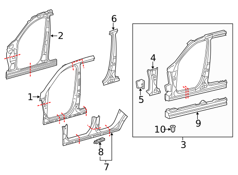 Center Pillar & Rocker for 2019 Mercedes-Benz GLS450 #0