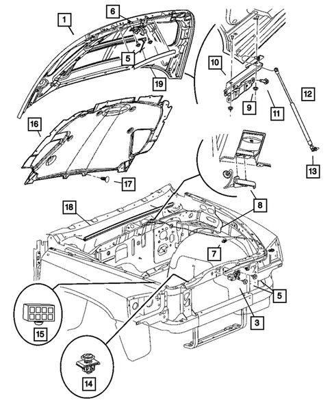 Hood & Hood Release for 2006 Dodge Dakota #0