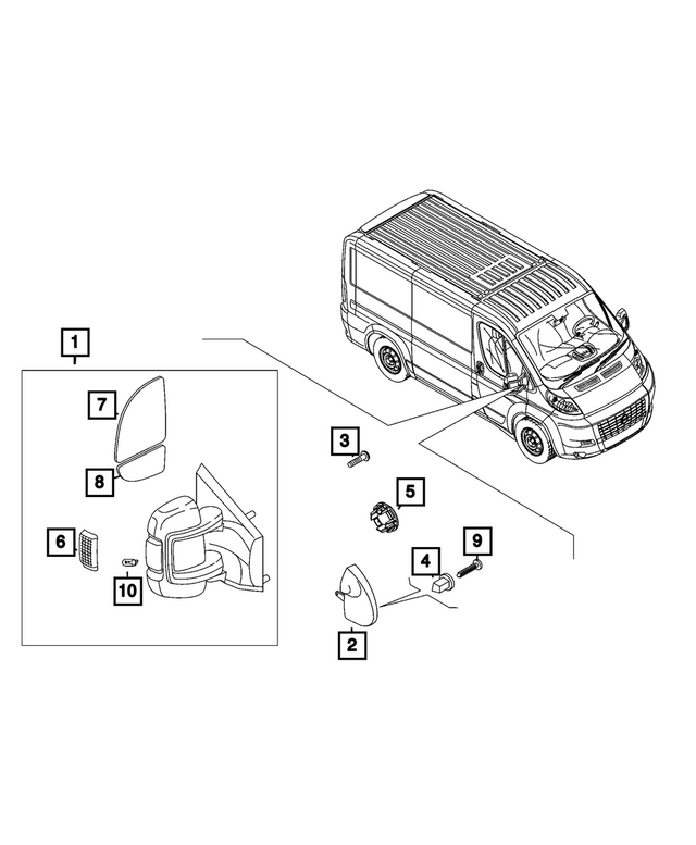 7SV29JXWAC - Doors, Door Mirrors and Related Parts: Outside Rearview Mirror, Left for Mopar Image image