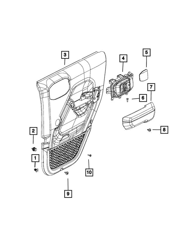 8DK971C5AA - Interior Trim: Rear Door Trim Panel Assembly, Left for Mopar Image